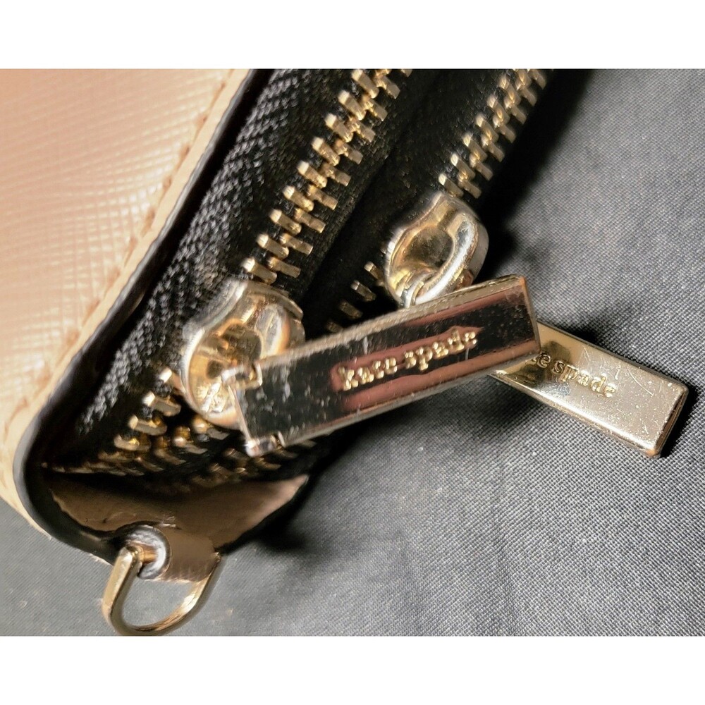 Kate Spade Madison Leather Large Slim Bifold Wallet Warm Beige/Black - Picture 5 of 13